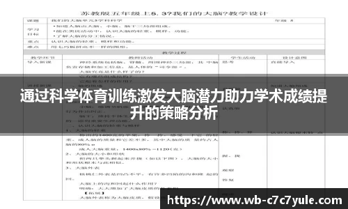 通过科学体育训练激发大脑潜力助力学术成绩提升的策略分析